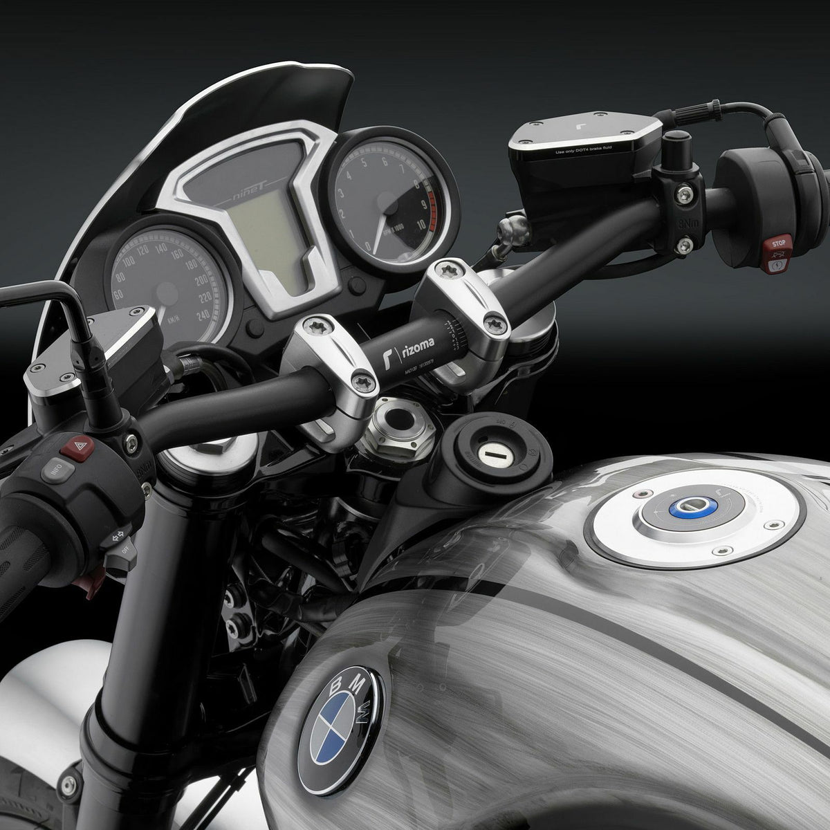 Rizoma Tapered Black Handlebars Part MA011B for Street Motorcycles
