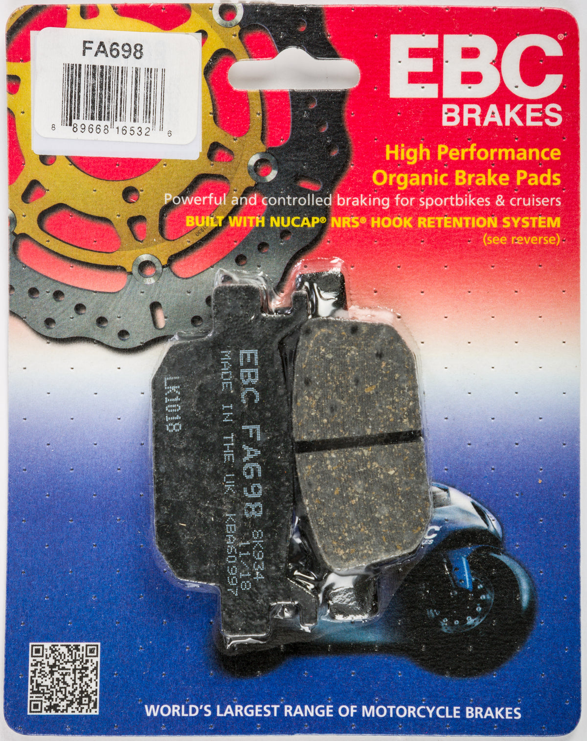 EBC Brakes Fa698 Organic Brake Pads for Street Bikes and ATVs