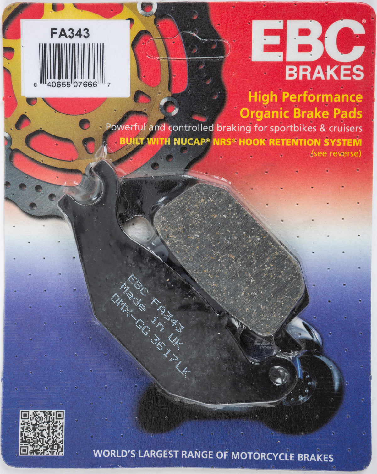 EBC Brakes FA343 Organic Brake Pads for Honda Z125 Models
