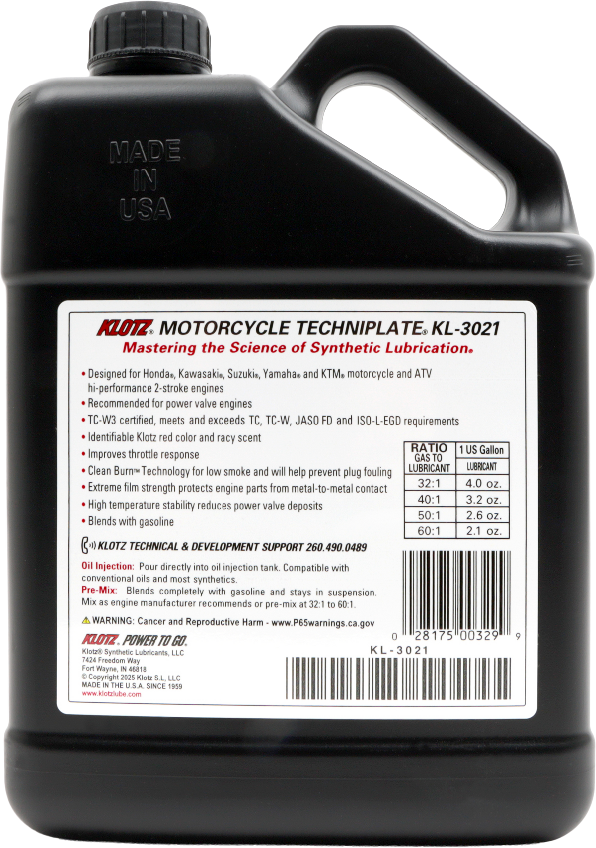 Klotz Motorcycle Techniplate 2T Synthetic TC-W3 Engine Oil - 1 Gallon