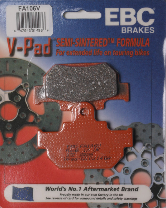 EBC Brakes Fa106V Semi-Sintered V Series Brake Pads for Cruiser and Big Twin Motorcycles