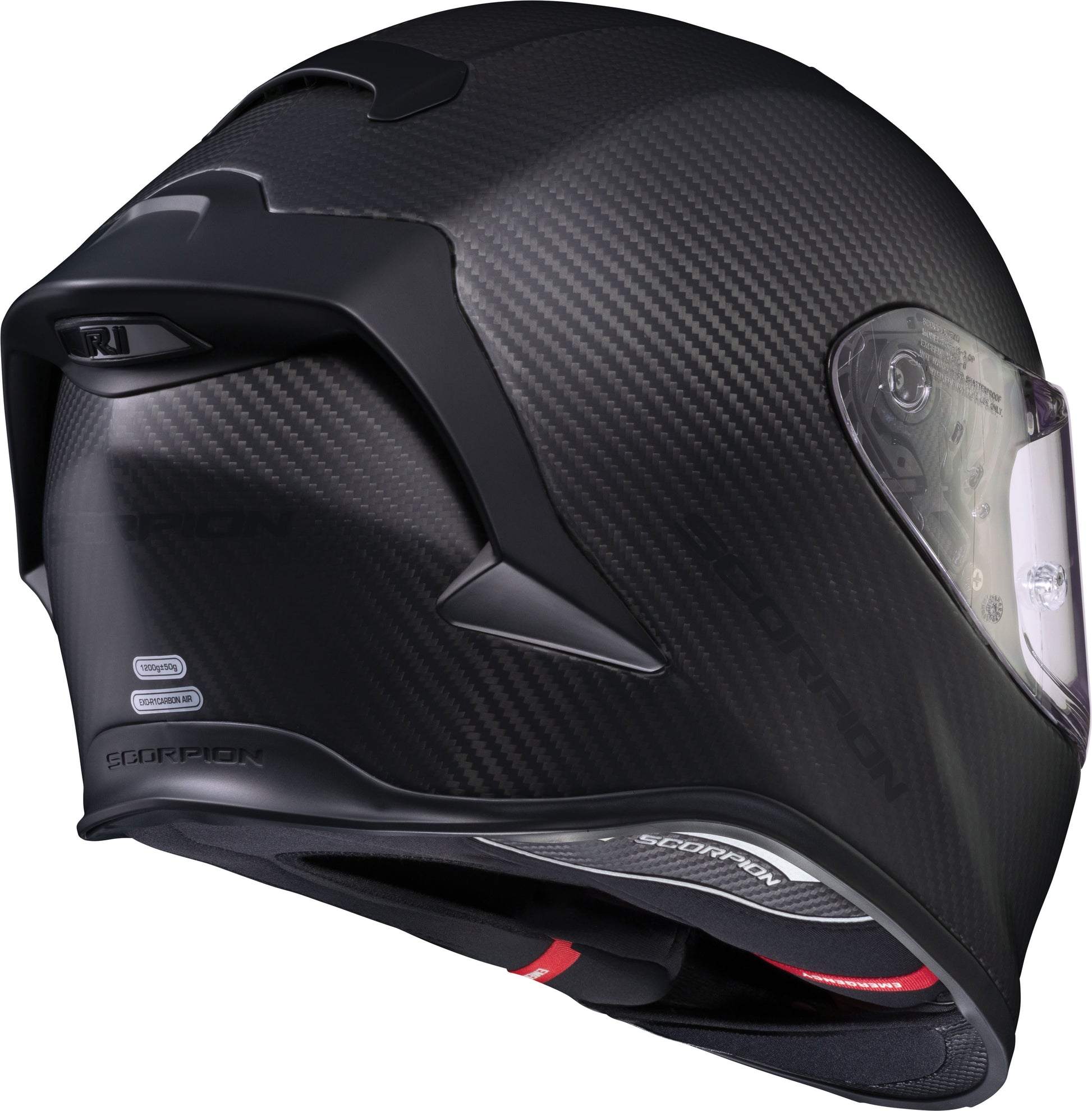 Scorpion EXO R1 Air Full Face Helmet Carbon Matte Black X-Small – Advanced Street Motorcycle Helmet with Multi-Layered Shell and Enhanced Ventilation