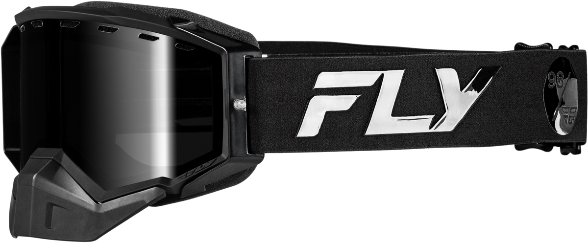 Fly Racing Zone Elite Snow Goggles Black/Black with Black Mirror/Polarized Smoke Lens