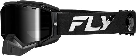 Fly Racing Zone Elite Snow Goggles Black/Black with Black Mirror/Polarized Smoke Lens