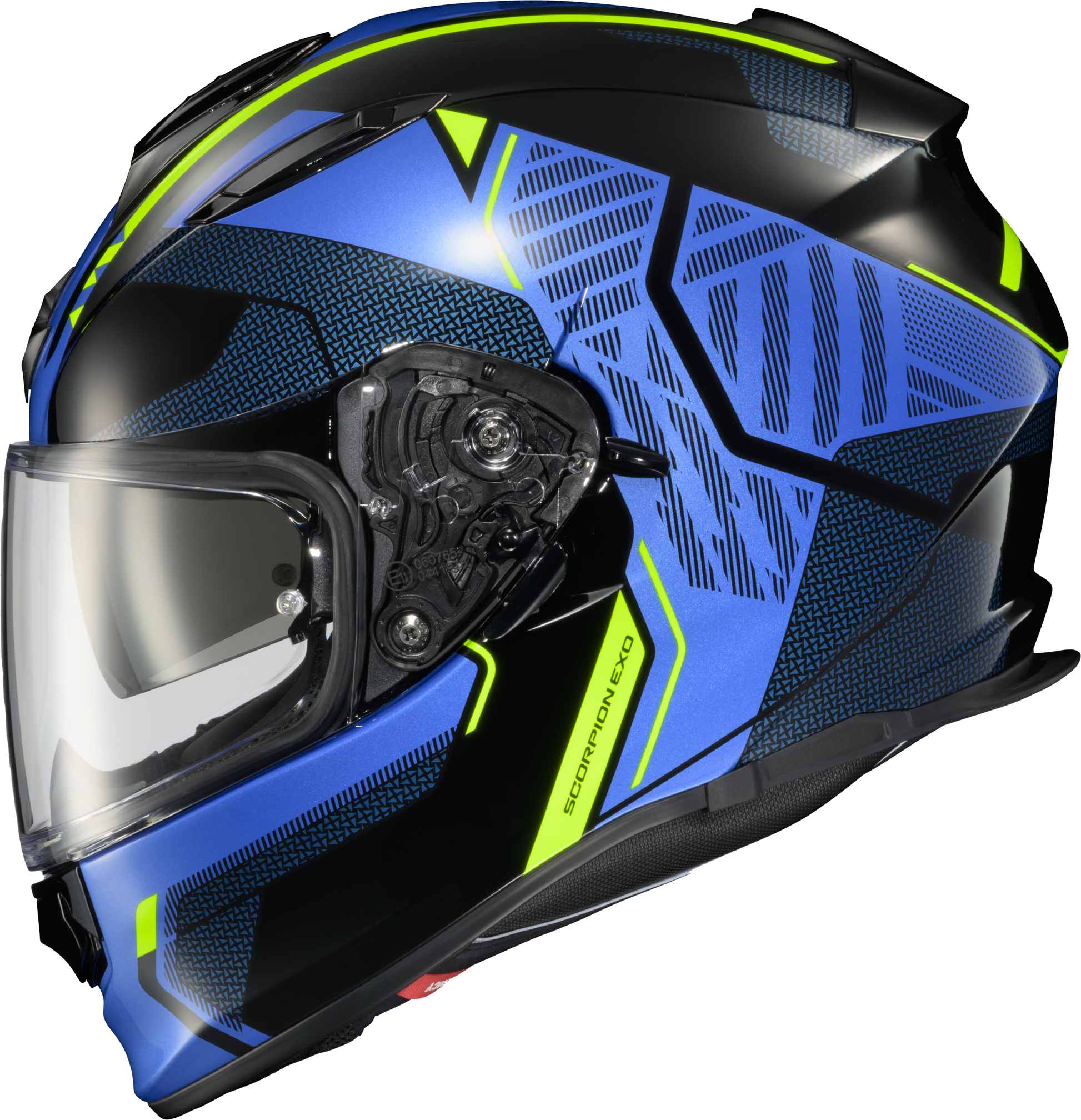 Scorpion EXO Ryzer Full Face Helmet in Blue and Hi-Vis Yellow, Large