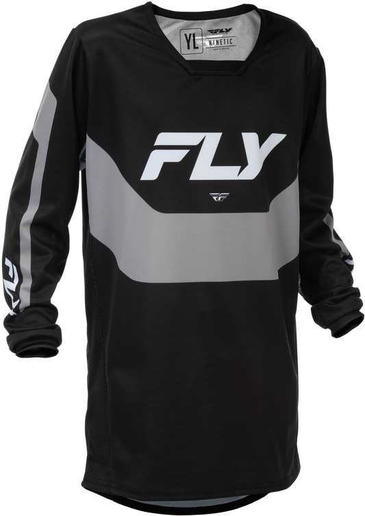 Fly Racing Youth Kinetic Jersey Black/Grey X-Large – Offroad Performance Shirt