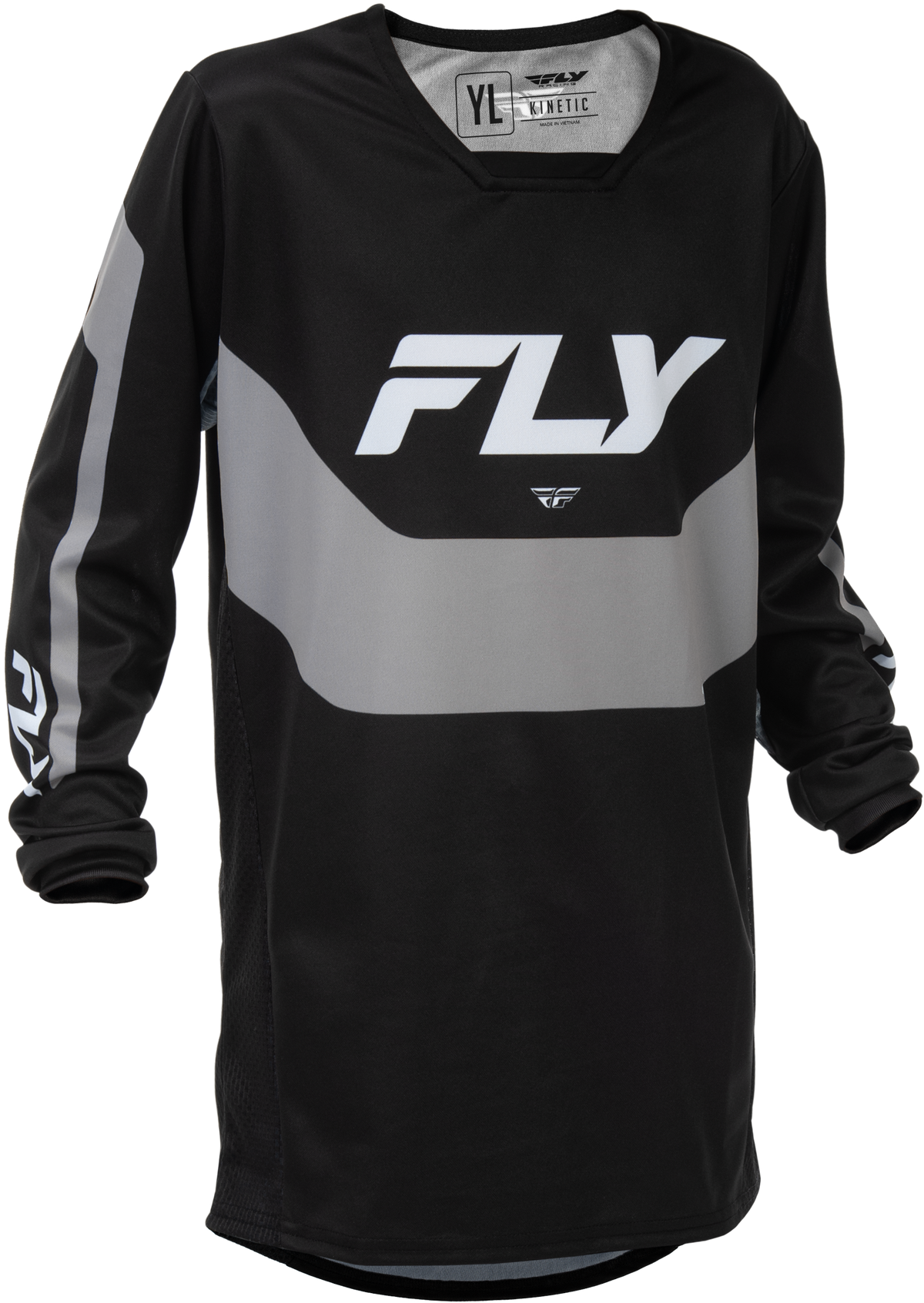 Fly Racing Youth Kinetic Jersey Black/Grey Youth Large – Offroad Performance Shirt