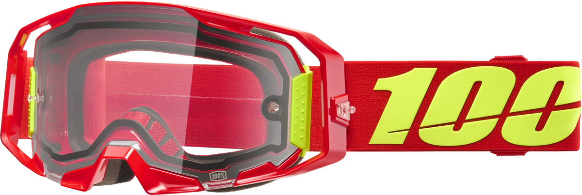 100 Percent Armatic Offroad Moto Goggle with Clear Lens and Red Frame