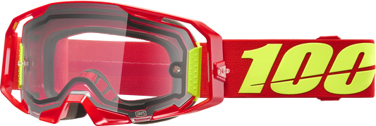 100 Percent Armatic Offroad Moto Goggle with Clear Lens and Red Frame