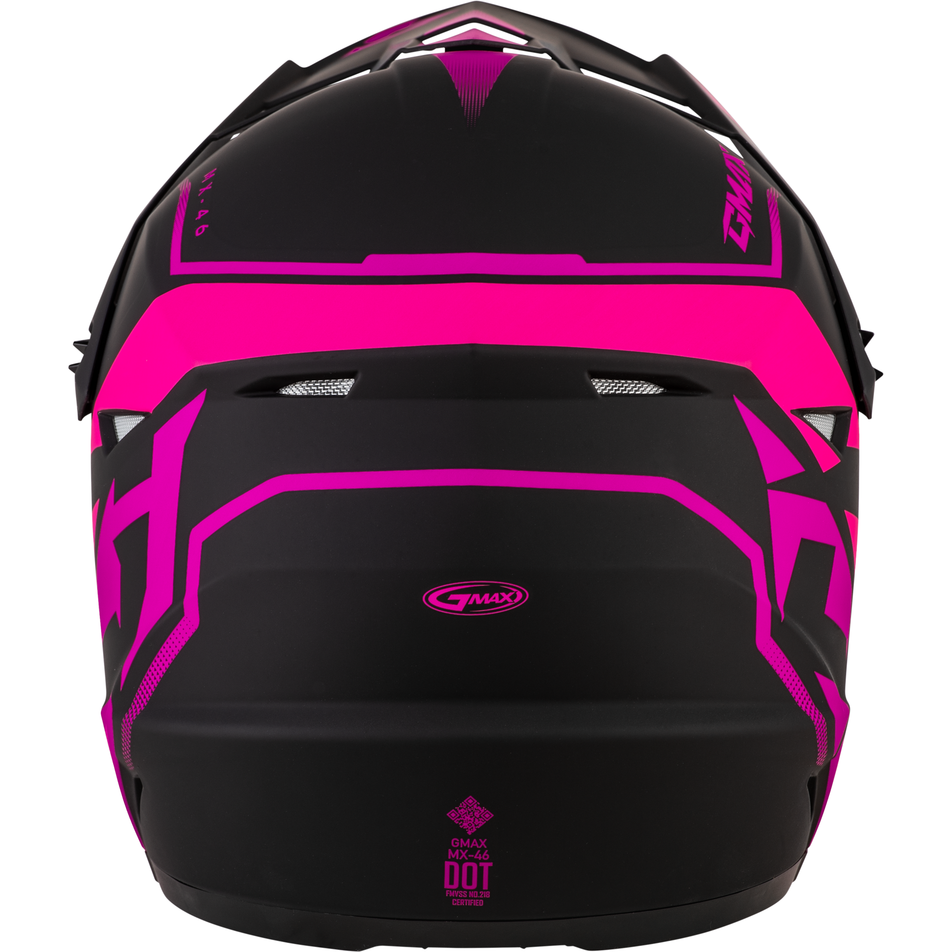 GMAX MX-46 Off-Road Helmet X-Small Matte Black and Pink – DOT Approved with 19 Vents