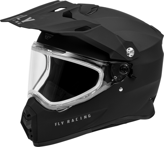 Fly Racing Trekker CW Solid Helmet 2X-Large Matte Black – Full-Face Snow Helmet with Sun Shade and Ventilation System