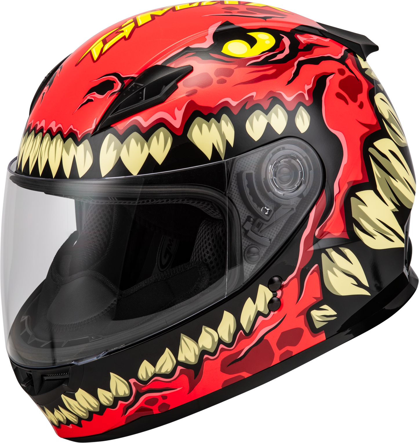 GMAX Youth GM-49Y Drax Helmet in Red – Full-Face Street Helmet with Interchangeable Fit for Kids