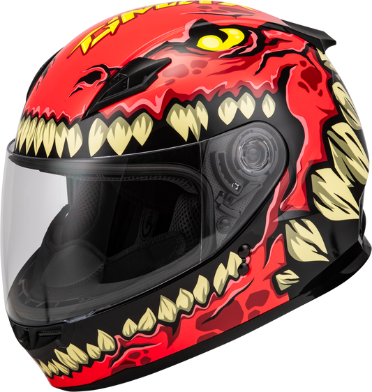 GMAX Youth GM-49Y Drax Helmet in Red – Full-Face Street Helmet with Interchangeable Fit for Kids