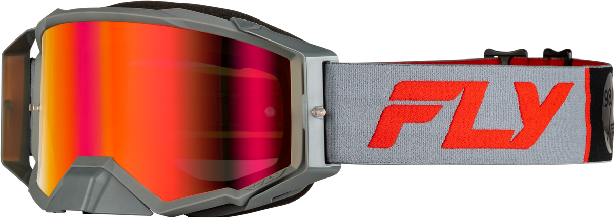 Fly Racing Zone Pro Goggle Grey/Red with Light Red Mirror/Amber Lens – Offroad Eyewear