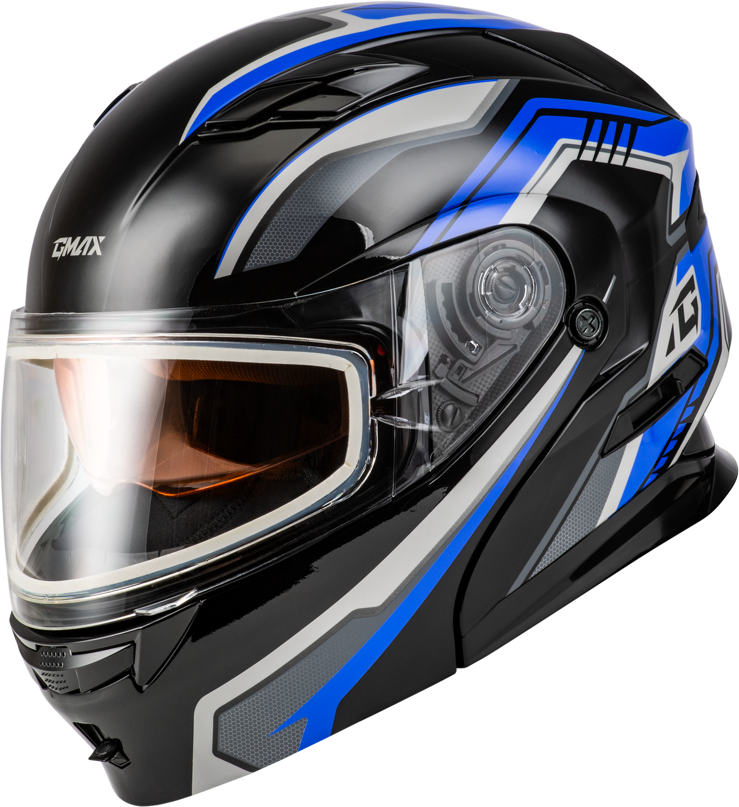 GMAX MD-01S Transistor Snow Helmet with Quick Release Buckle and Integrated LED Light - Blue/Black, 3X-Large
