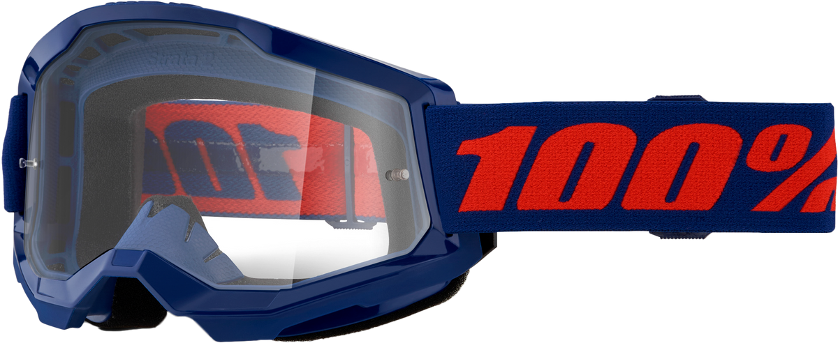 100-Percent Strata 2 Goggle Navy with Clear Lens – Offroad Performance Eyewear