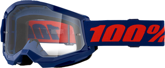 100-Percent Strata 2 Goggle Navy with Clear Lens – Offroad Performance Eyewear