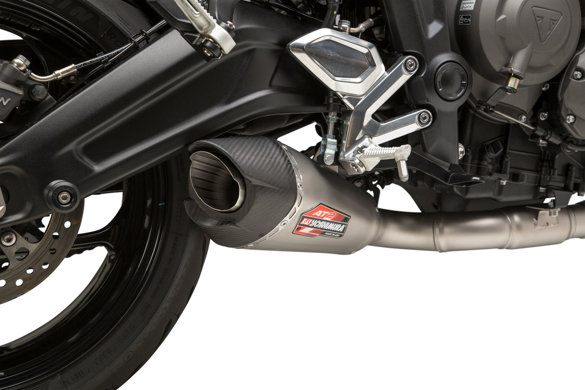 Yoshimura AT2 Race Full System Exhaust for Triumph Trident 660 - Matte Carbon Fiber End Cap