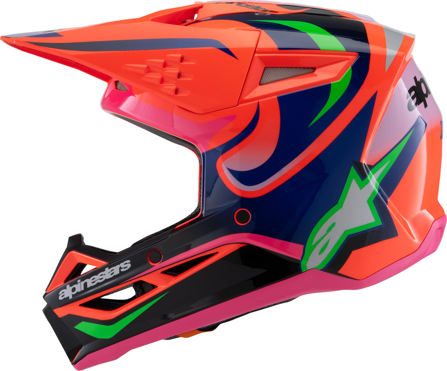 Alpinestars SM3 Youth Deegan Off-Road Helmet - Youth Medium, Orange Fluo/Purple/Pink Fluo