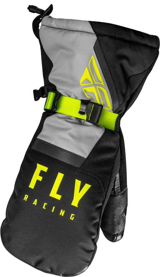 Fly Racing Cascade Mittens X-Large Black/Grey/Hi-Vis Yellow – Cold Weather Snow Gloves with Weatherproof Technology
