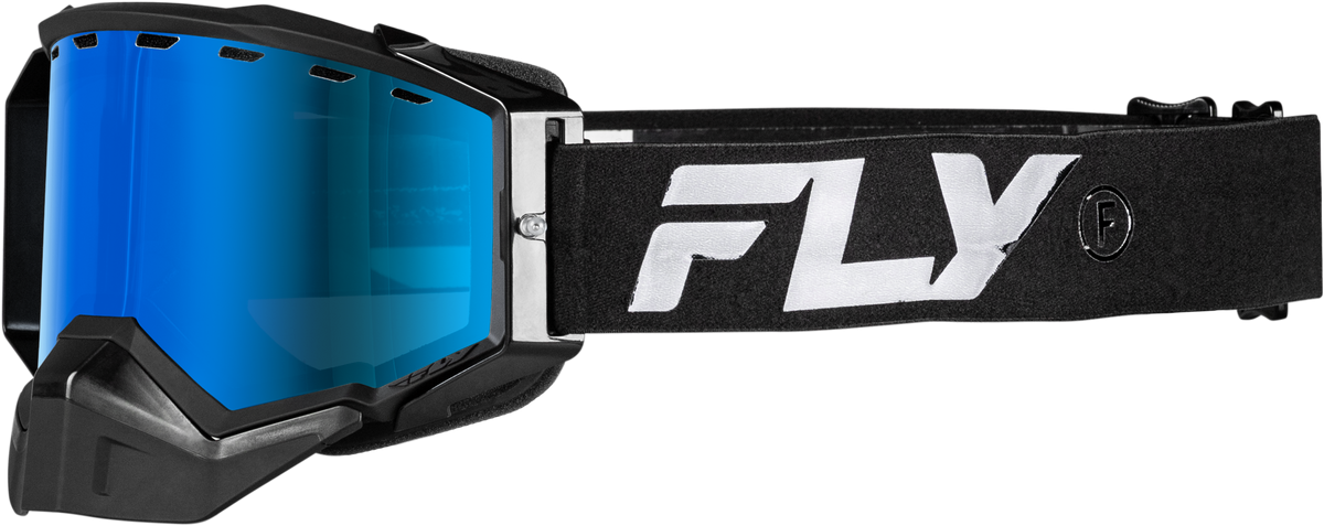 Fly Racing Zone Snow Goggle Black/Black with Sky Blue Mirror Lens