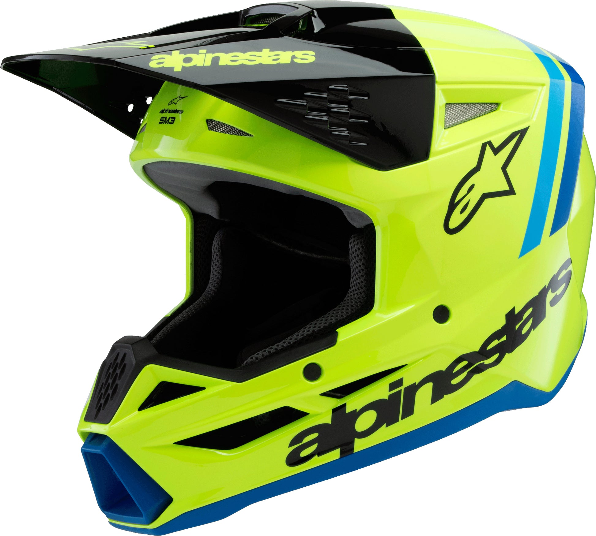 Alpinestars SM3 Youth Radium Helmet YLW Fluo/Black/Blue – Youth Small Off-Road Helmet