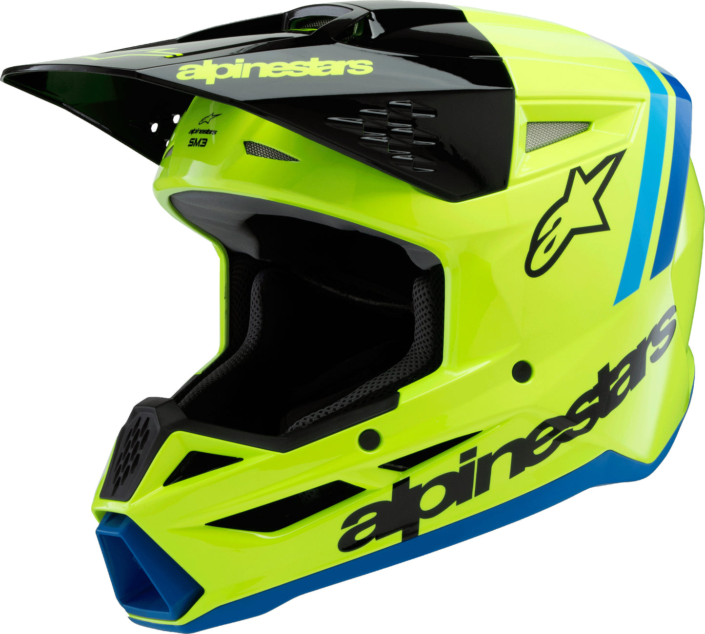 Alpinestars SM3 Youth Radium Helmet YLW Fluo/Black/Blue – Youth Large Off-Road Helmet