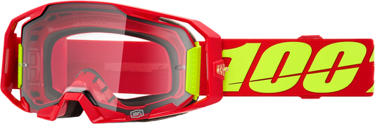100 Percent Armatic Goggle with Clear Lens - Red Offroad Motocross Eyewear