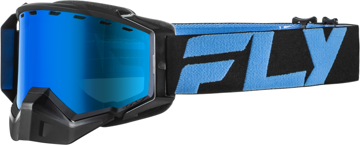 Fly Racing Zone Snow Goggle Black/Blue with Sky Blue Mirror Lens