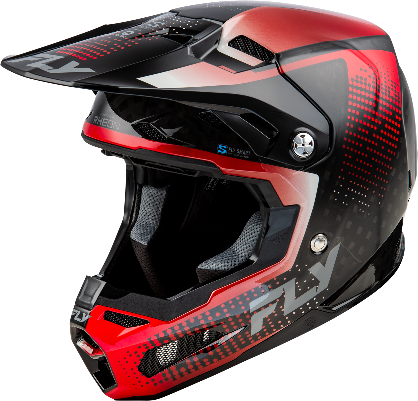 Fly Racing Yth Formula S Carbon Protocol Youth Large Offroad Full-Face Helmet in Black Carbon/Red