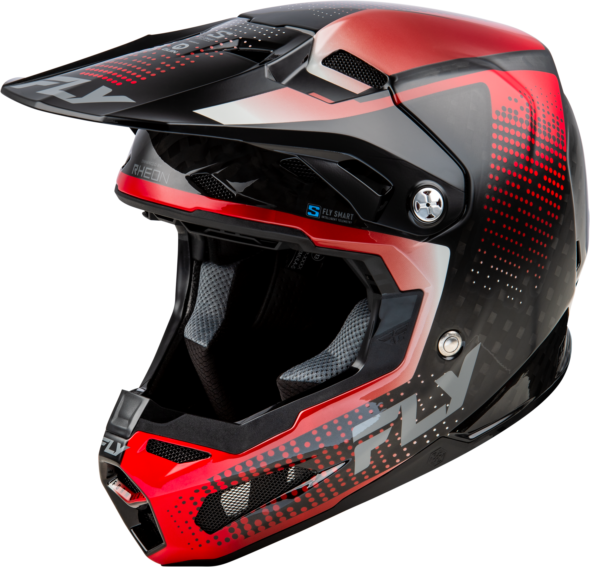 Fly Racing Formula S Carbon Protocol Helmet Black Carbon/Red X-Small – Offroad Full-Face Helmet with Advanced Safety and Connectivity Features