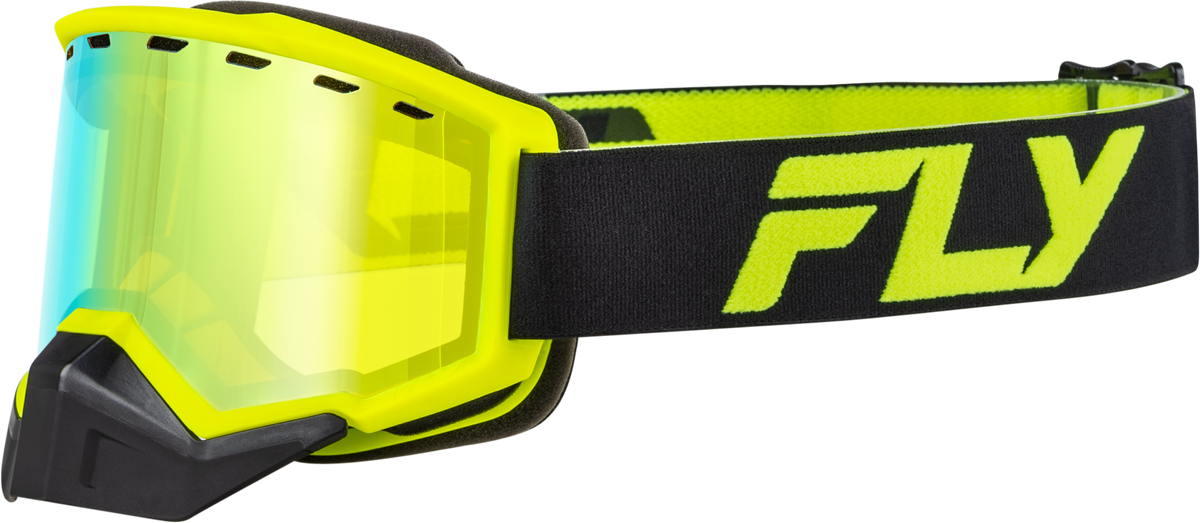 Fly Racing Focus Snow Goggle Black/Hi-Vis with Gold Mirror and Yellow Lens