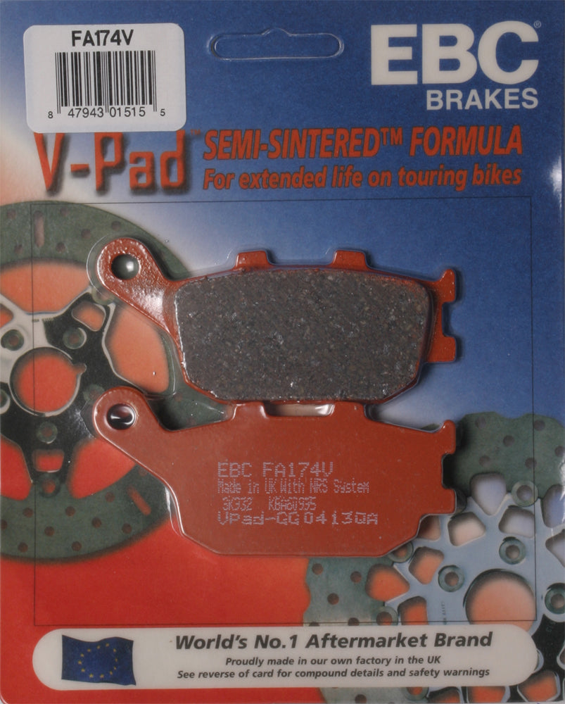 EBC Brakes V Series Semi-Sintered Brake Pads for Cruiser and Big Twin Motorcycles - Part FA174V