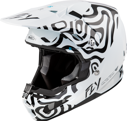 Fly Racing Formula S Carbon Abyss Helmet White/Black Small - Offroad Full-Face Protection with Crash Detection and Bluetooth Connectivity