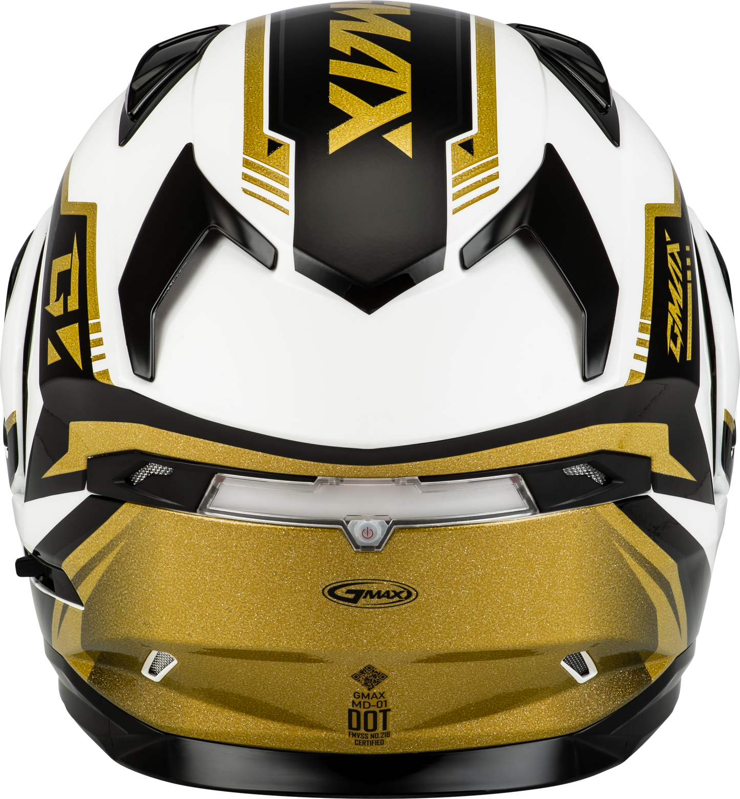GMAX MD-01 Volta Modular Helmet for Street Riding – White/Gold/Black Metallic, X-Small