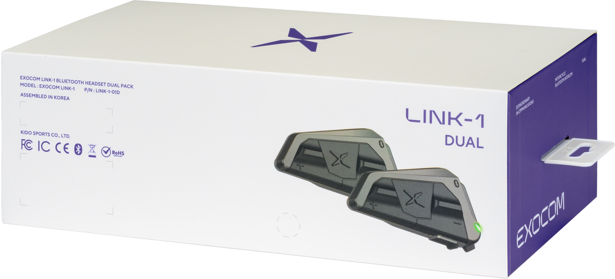 Exocom Link 1 Bluetooth Communicator Dual Pack – Wireless Audio & Intercom System