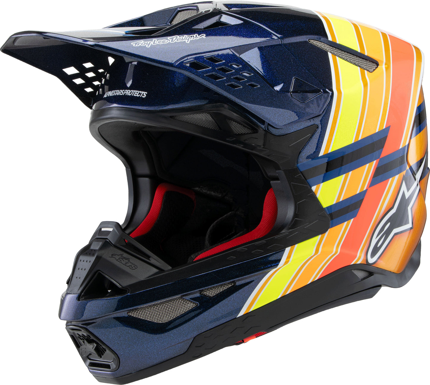 Alpinestars Supertech M10 TLD Edition Off-Road Helmet – 2X-Large Dark Blue, Orange, Yellow Fluorescent, Red