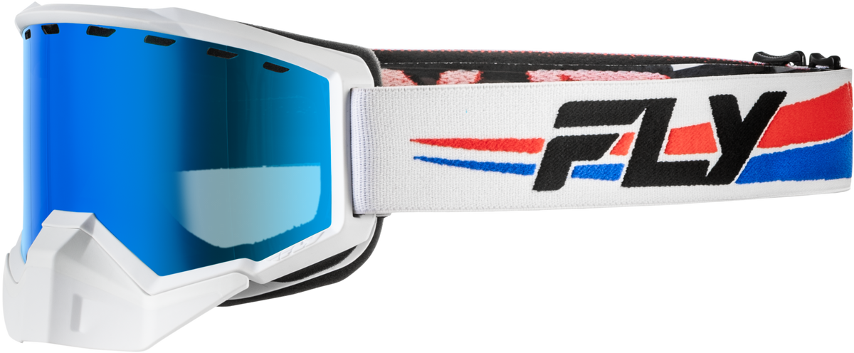 Fly Racing Focus Snow Goggle with Dark Blue Mirror/Smoke Lens - Red, White, and Blue