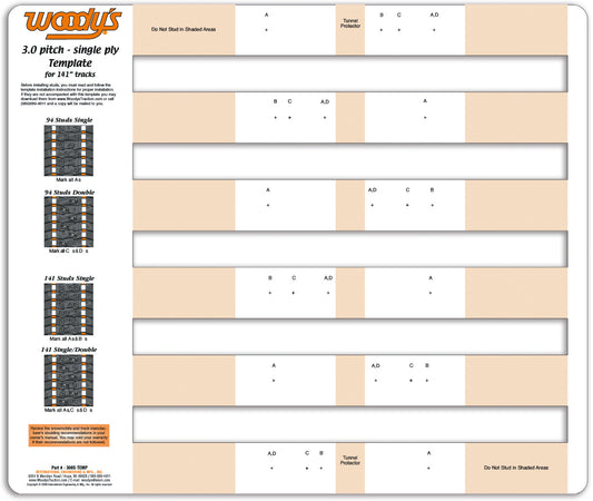 WOODYS 300S-TEMP Studding Template for Single Ply Tracks with 3.0" Pitch