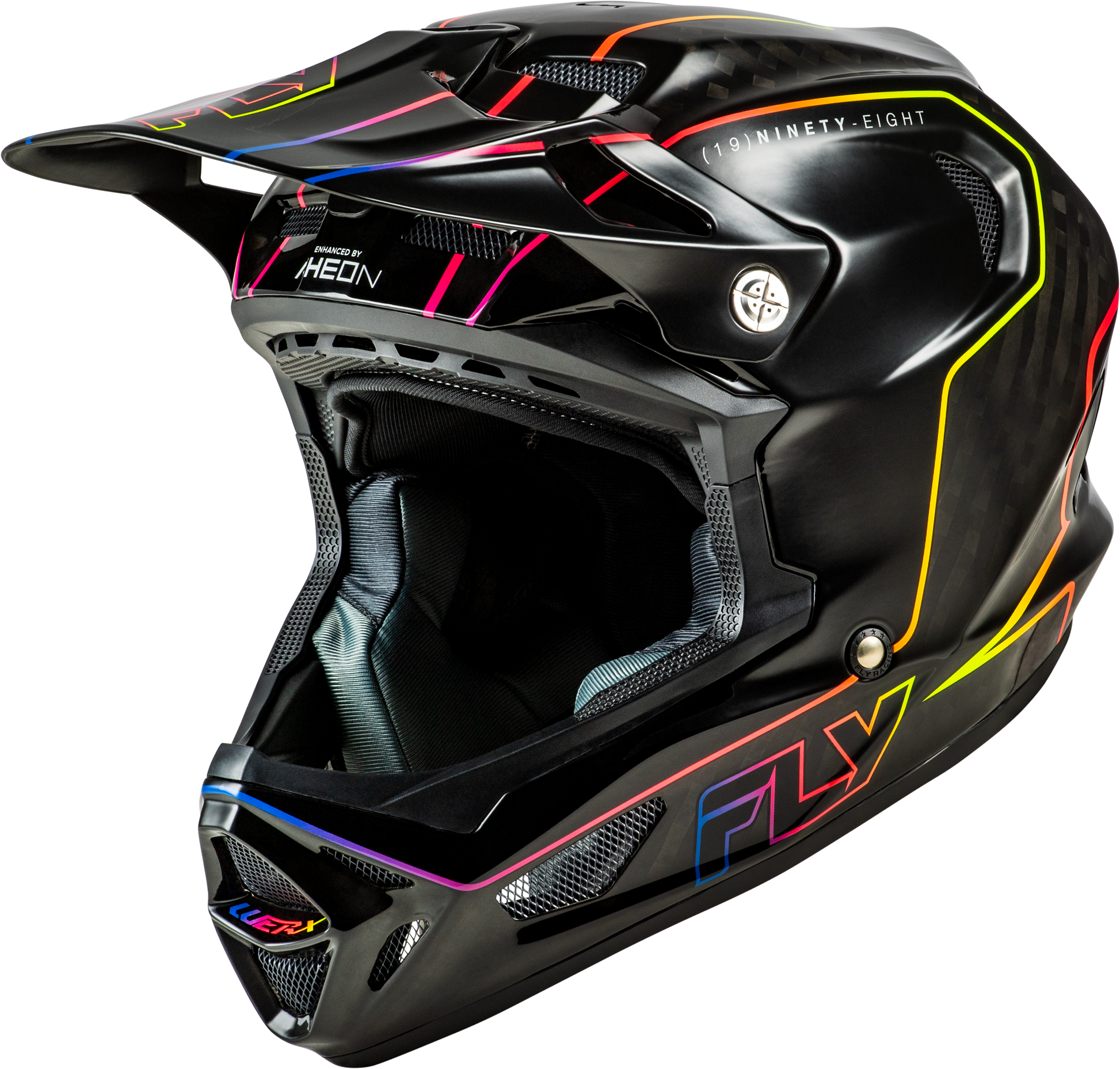 Fly Racing Werx R Flow Carbon Helmet for Adults - Black Carbon/Black/Multi, X-Large