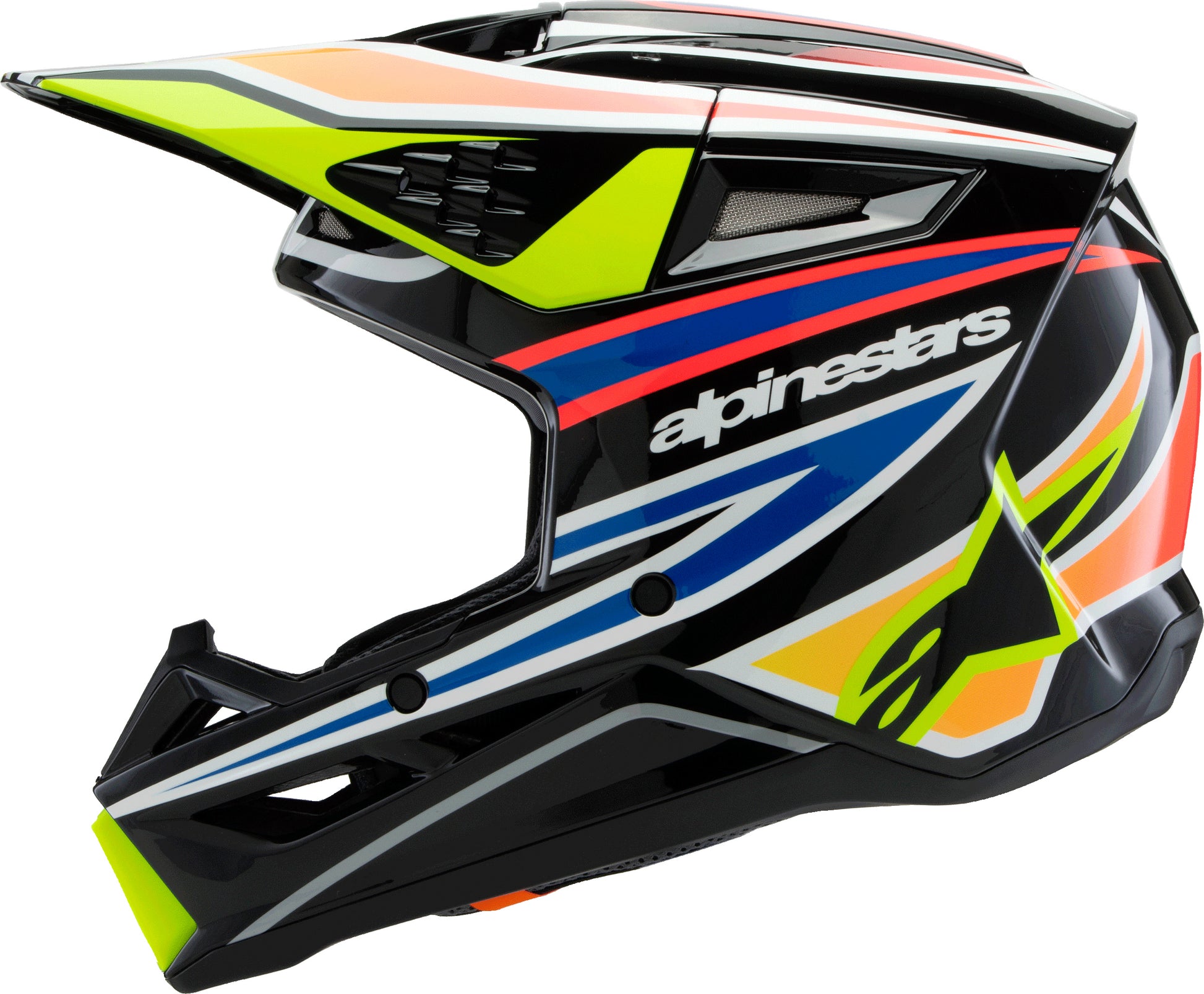 Alpinestars SM3 Youth Wurx Off-Road Helmet Black/Yellow Fluo/Blue/Red, Size Youth Small