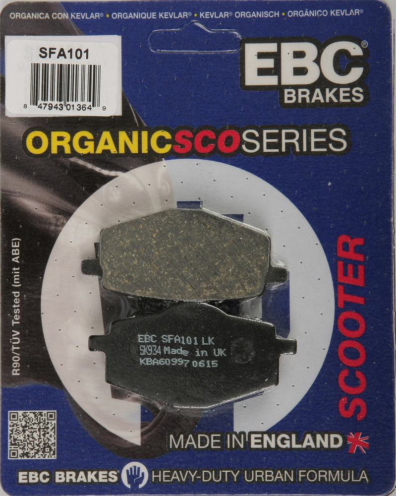 EBC Brakes SFA101 Organic Brake Pads for Yamaha YJ125 Vino and Yamaha YSR50 Scooters