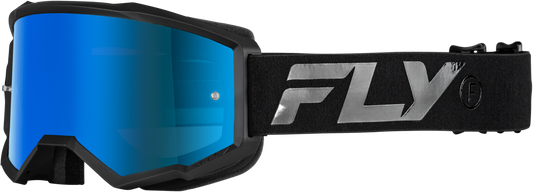 Fly Racing Zone Goggle Black/Black with Sky Blue Mirror/Smoke Lens for Offroad Eyewear