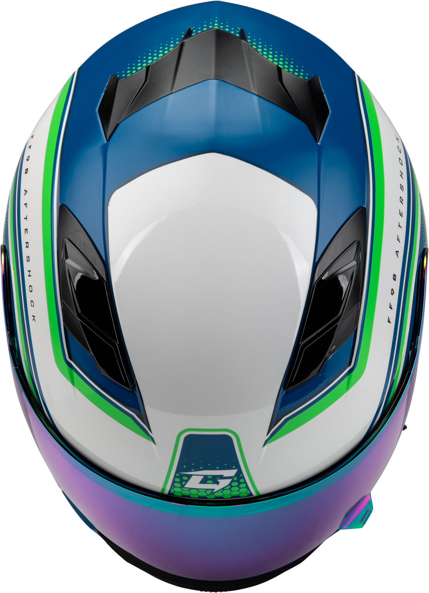GMAX F1984797-DOT Aftershock Full-Face Helmet with LED Rear Light, X-Large White/Neon Green