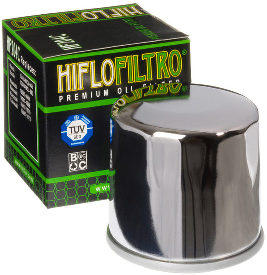 HIFLOFILTRO HF204C Chrome Oil Filter for Yamaha FZ-07, Triumph Tiger 800 XC, Honda NC700J NM4