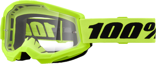 100-Percent Strata 2 Goggle Neon Yellow with Clear Lens for Offroad Riding