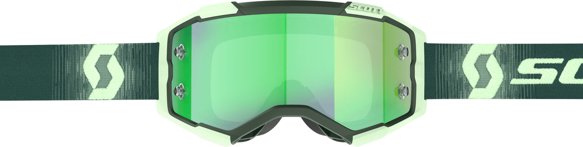 SCOTT Fury Goggle Dark Green and Mint Green with Green Chrome Lens - Offroad Motocross Eyewear