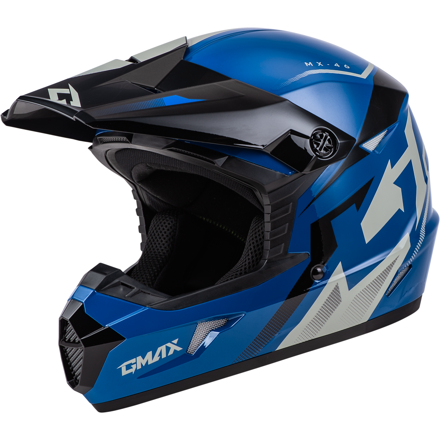 GMAX MX-46 Youth Off-Road Helmet Blue/Black/Grey, Model D3464430