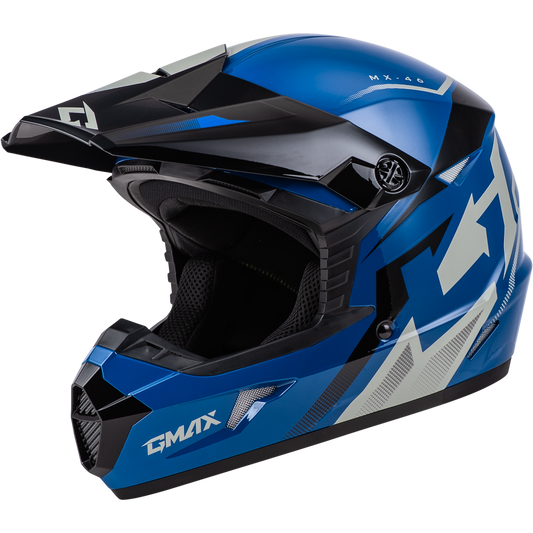 GMAX MX-46 Off-Road Helmet - 2X-Large Blue/Black/Grey with 19 Vents and Removable Interior