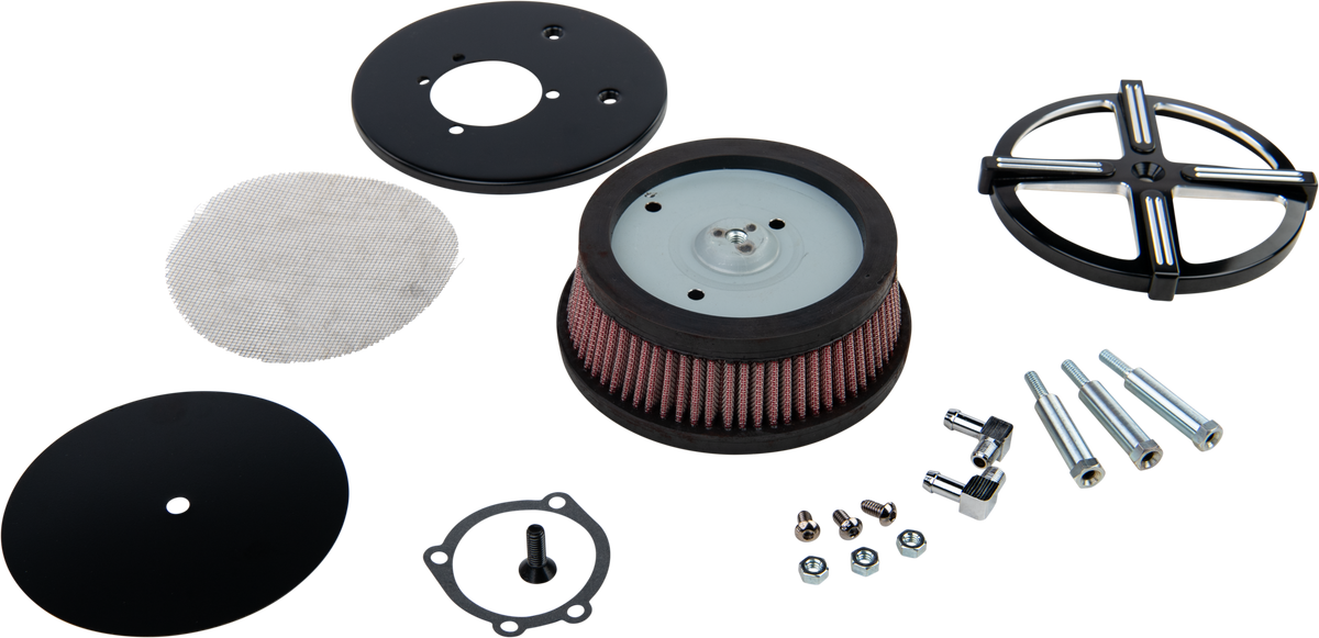 HARDDRIVE X Force Air Cleaner Kit Black/Raw – High-Flow V-Twin Intake System with CNC Machined Billet Aluminum Design